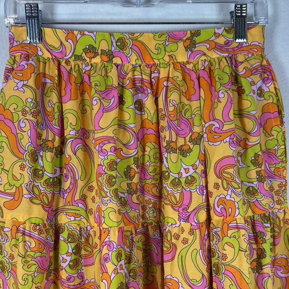 Ivy Jane Pucci Style Paisley Tiered Maxi Skirt Boho Festival Size S - Picture 4 of 10